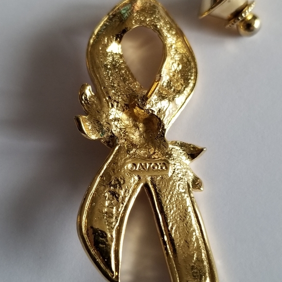 Avon Breast Cancer ribbon brooch pink gold rose - Picture 6 of 8